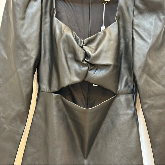 Torn by Ronny Kobo Gemma Faux Leather Cutout Mini Dress Bodycon Black S New - Picture 6 of 15